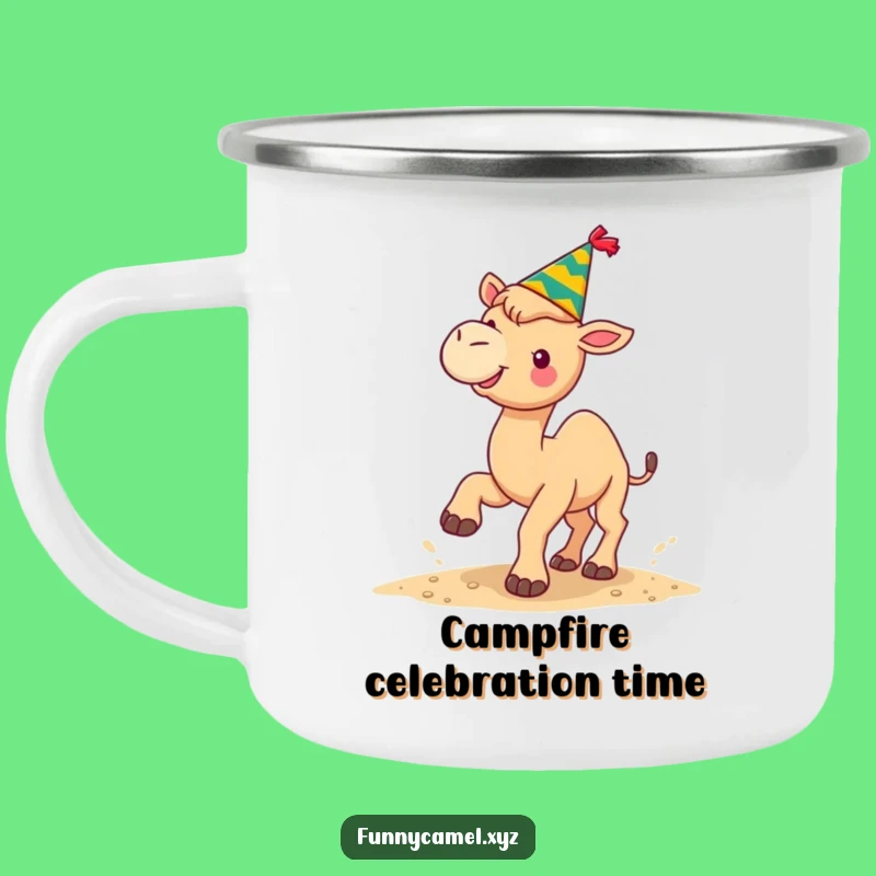 Funny Festive Camel Enamel Mug, Cheerful Drinkware for Outdoor Holidays