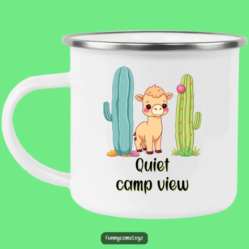 Funny Shy Camel Enamel Mug, Durable & Adorable for Desert Campers