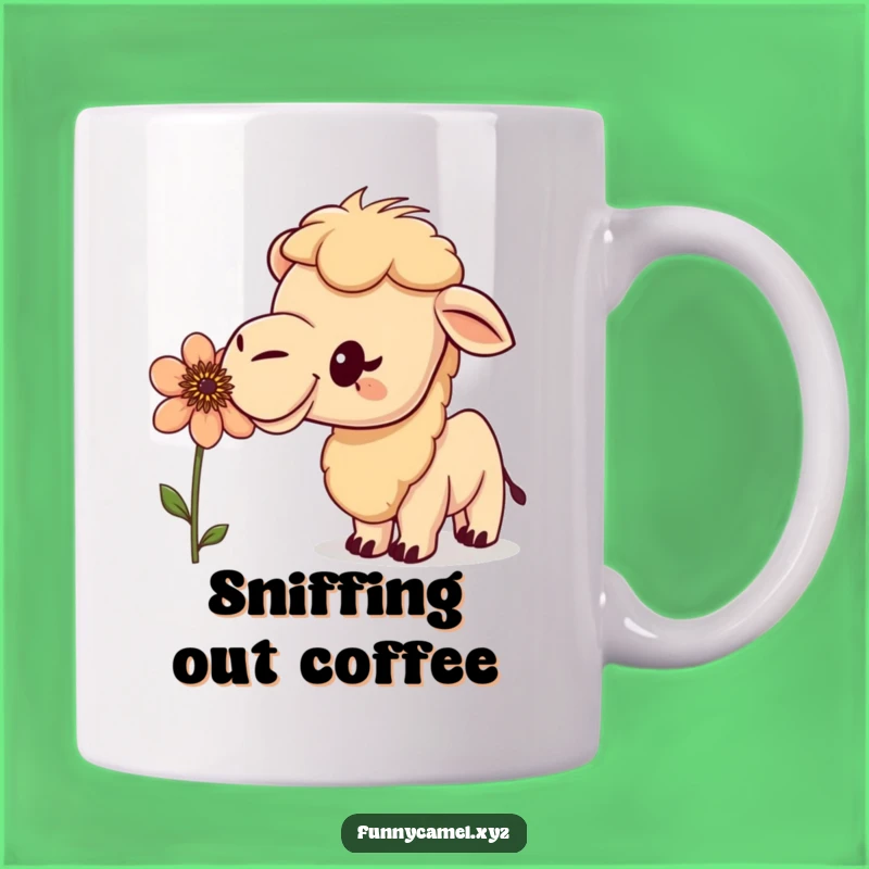 Funny Curious Camel Mug - Hilarious Flower Sniffer Gift for Nature Lovers