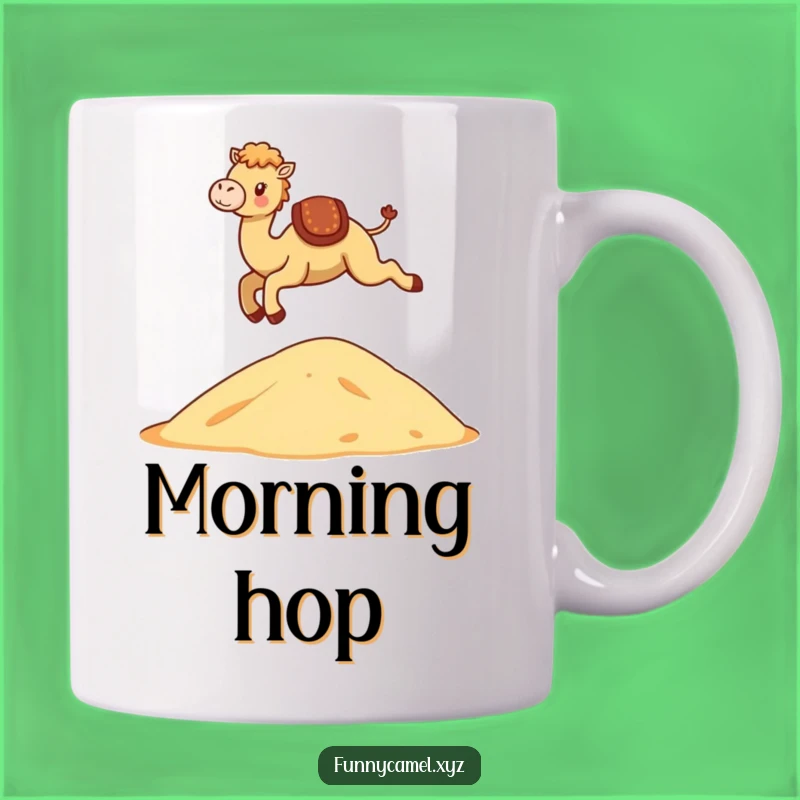 Funny Kawaii Camel Leap Mug: Graceful Dune Jump, Perfect Funny Gift