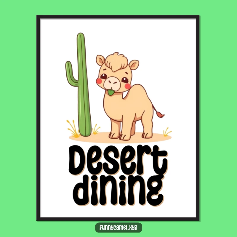 Funny Kawaii Camel Poster: Playful Plant Art, Charming Funny Gift