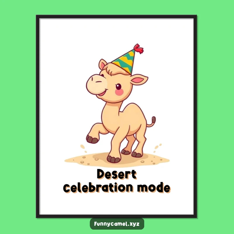 Funny Festive Camel Poster, Whimsical Holiday Wall Art for Your Home