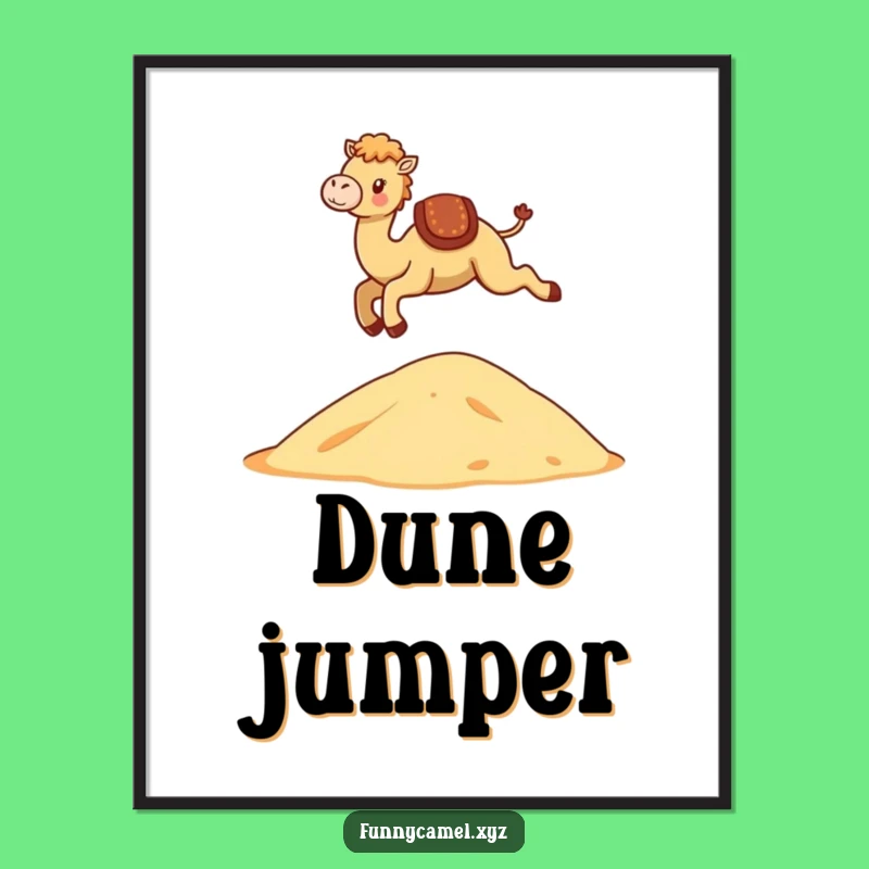 Funny Kawaii Camel Poster: Graceful Dune Art, Charming Funny Gift