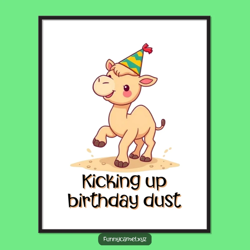 Free Printable Wall Art: Joyful Camel Kicking Sand, Hilarious Downloadable Decor