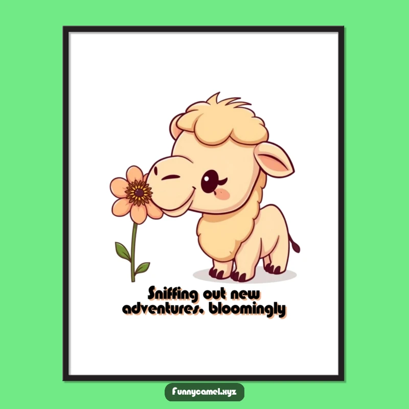 Funny Free Printable Wall Art: Camel Sniffing Flower - Downloadable Art