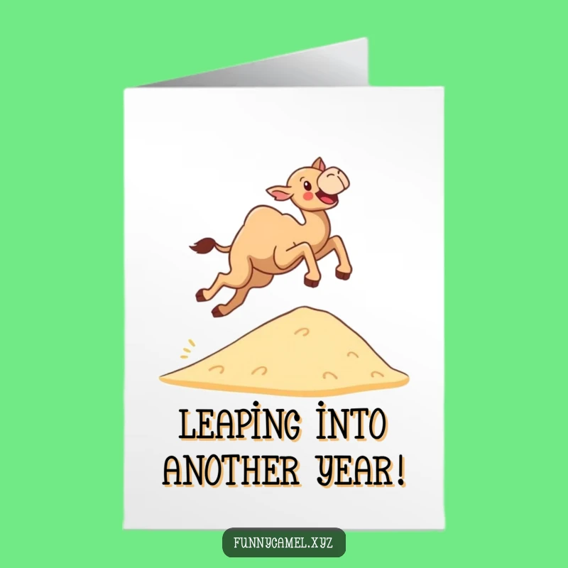 Joyful Free Printable Birthday Card: Camel Leaping - Downloadable Gift