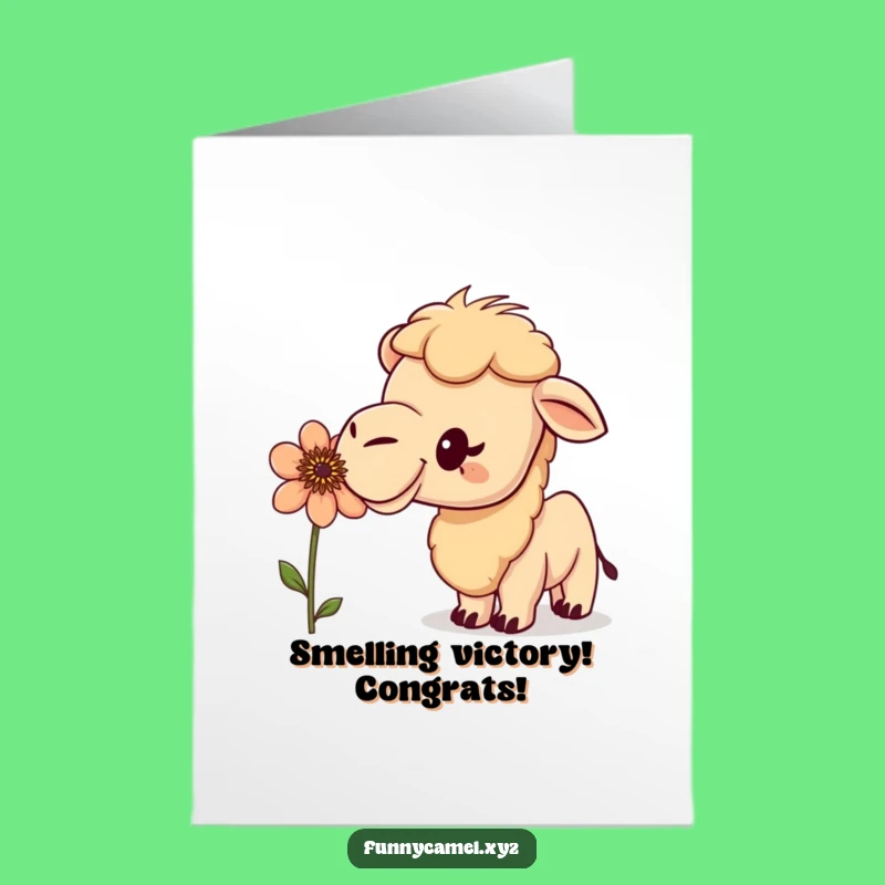 Congrats Free Printable Card: Camel Sniffs Flower - Print At Home