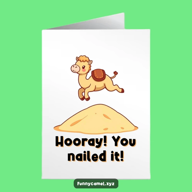 Free Printable Congrats Card: Kawaii Camel's Victory Leap for Your Success