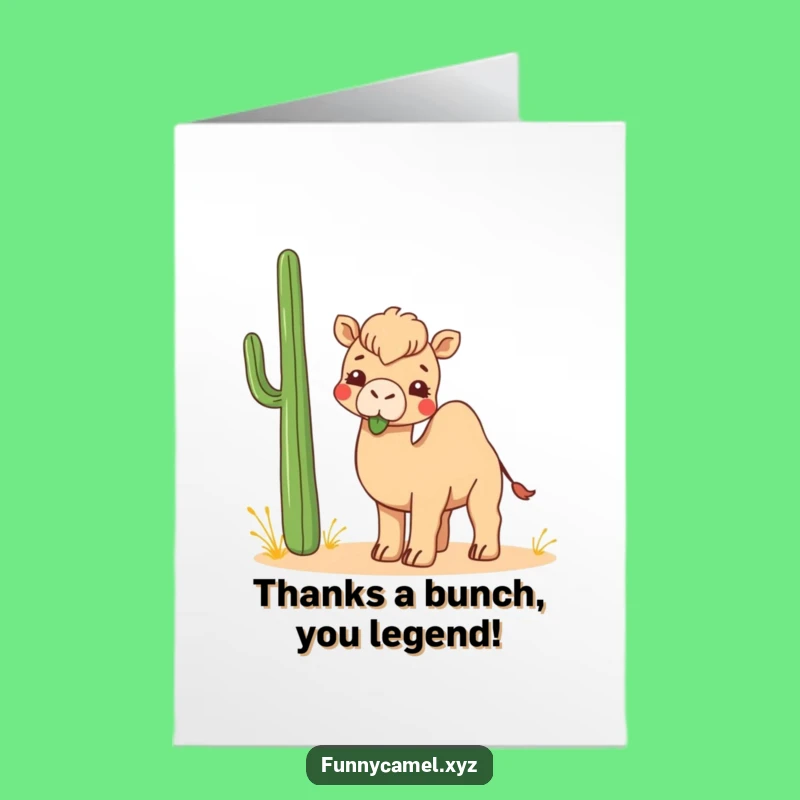 Free Printable Thank You Card: Amusing Kawaii Camel for Your Gratitude
