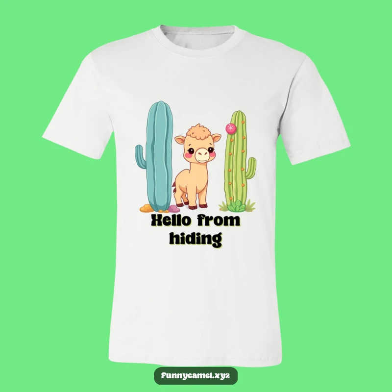Funny Shy Camel T-Shirt, Cute & Comical Desert Graphic Tee
